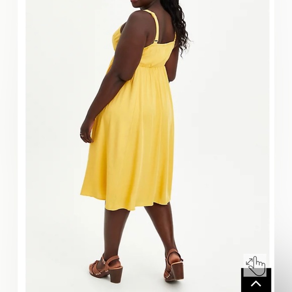 Torrid CROSS HATCH PINAFORE MIDI DRESS - MUSTARD Size 0/Large - Picture 2 of 5